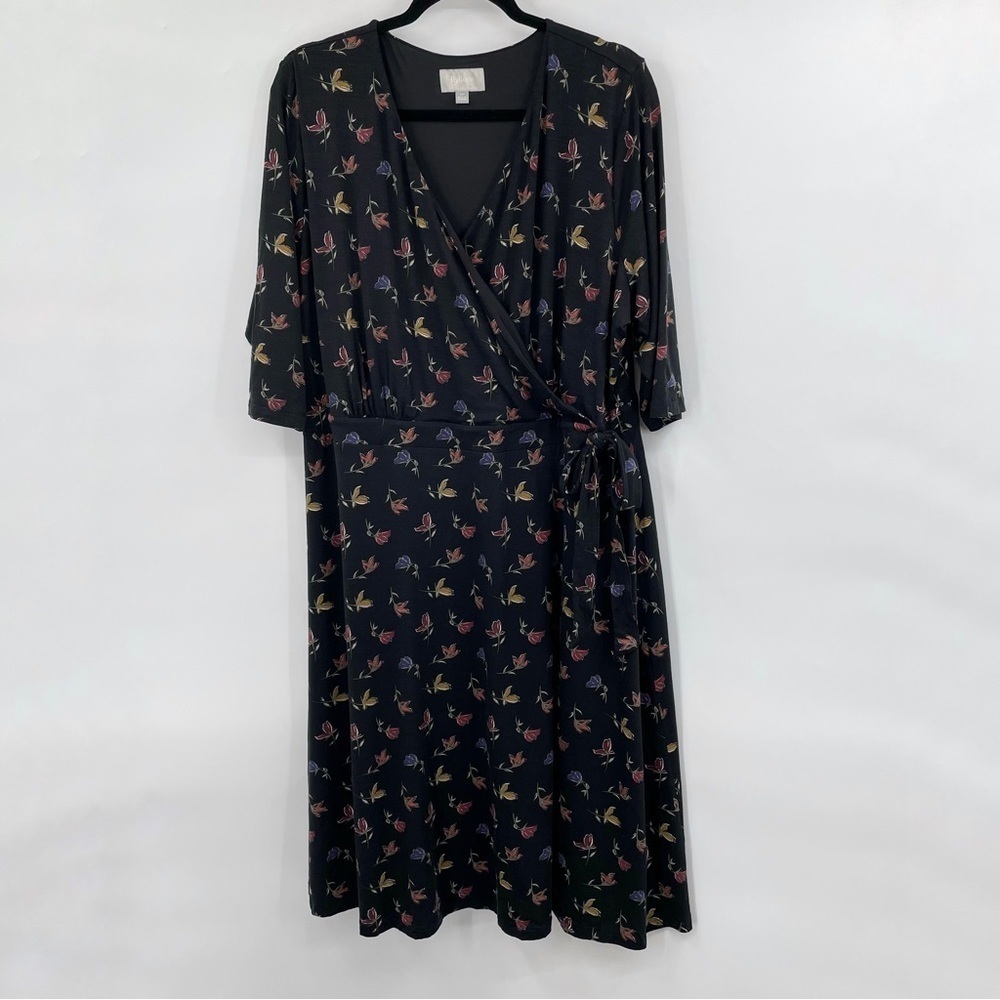 Ryllace Black Floral Knit Dress